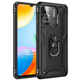 Microsonic Xiaomi Poco C40 Military Ring Holder Siyah Kılıf
