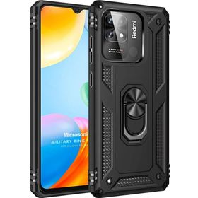 Microsonic Xiaomi Poco C40 Military Ring Holder Siyah Kılıf