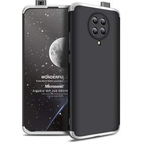 Microsonic Xiaomi Poco F2 Pro Double Dip 360 Protective Siyah Gri Kılıf