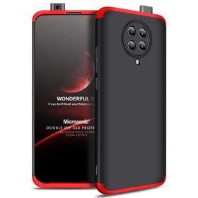 Microsonic Xiaomi Poco F2 Pro Double Dip 360 Protective Siyah Kırmızı Kılıf