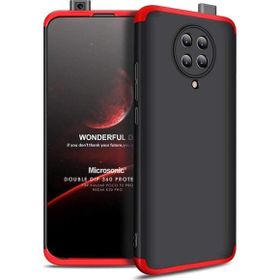 Microsonic Xiaomi Poco F2 Pro Double Dip 360 Protective Siyah Kırmızı Kılıf