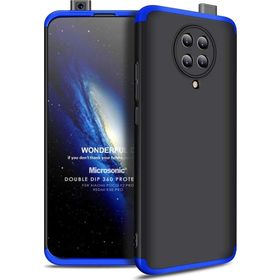 Microsonic Xiaomi Poco F2 Pro Double Dip 360 Protective Siyah Mavi Kılıf