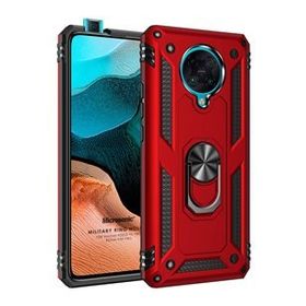 Microsonic Xiaomi Poco F2 Pro Military Ring Holder Kırmızı Kılıf