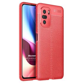 Microsonic Xiaomi Poco F3 Deri Dokulu Silikon Kırmızı Kılıf