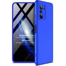 Microsonic Xiaomi Poco F3 Double Dip 360 Protective Mavi Kılıf