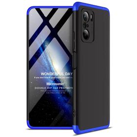 Microsonic Xiaomi Poco F3 Double Dip 360 Protective Siyah Mavi Kılıf