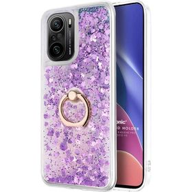 Microsonic Xiaomi Poco F3 Glitter Liquid Holder Mor Kılıf