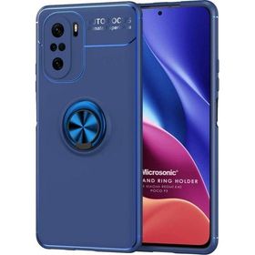 Microsonic Xiaomi Poco F3 Kickstand Ring Holder Lacivert Kılıf
