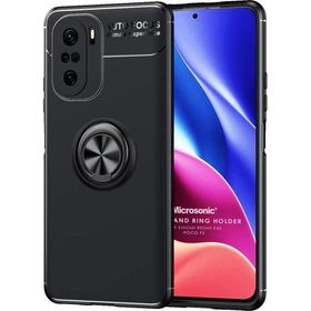 Microsonic Xiaomi Poco F3 Kickstand Ring Holder Siyah Kılıf