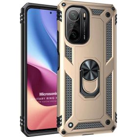 Microsonic Xiaomi Poco F3 Military Ring Holder Gold Kılıf