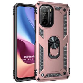 Microsonic Xiaomi Poco F3 Military Ring Holder Rose Gold Kılıf