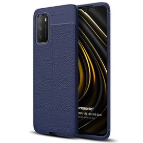 Microsonic Xiaomi Poco M3 Deri Dokulu Silikon Lacivert Kılıf