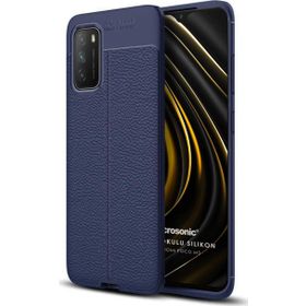 Microsonic Xiaomi Poco M3 Deri Dokulu Silikon Lacivert Kılıf