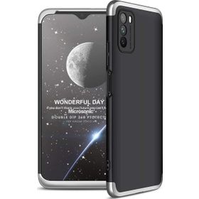 Microsonic Xiaomi Poco M3 Double Dip 360 Protective Siyah Gri Kılıf