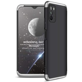 Microsonic Xiaomi Poco M3 Double Dip 360 Protective Siyah Gri Kılıf