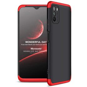 Microsonic Xiaomi Poco M3 Double Dip 360 Protective Siyah Kırmızı Kılıf