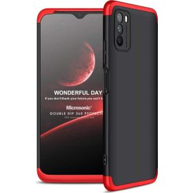 Microsonic Xiaomi Poco M3 Double Dip 360 Protective Siyah Kırmızı Kılıf