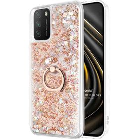 Microsonic Xiaomi Poco M3 Glitter Liquid Holder Gold Kılıf