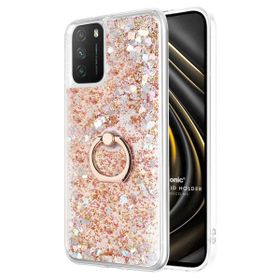 Microsonic Xiaomi Poco M3 Glitter Liquid Holder Gold Kılıf