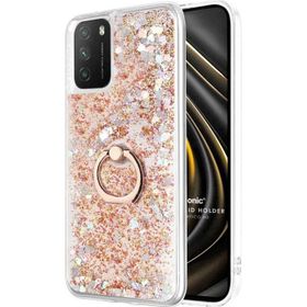 Microsonic Xiaomi Poco M3 Glitter Liquid Holder Gold Kılıf