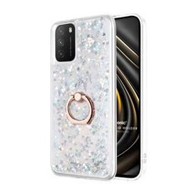 Microsonic Xiaomi Poco M3 Glitter Liquid Holder Gümüş Kılıf