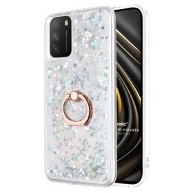 Microsonic Xiaomi Poco M3 Glitter Liquid Holder Gümüş Kılıf