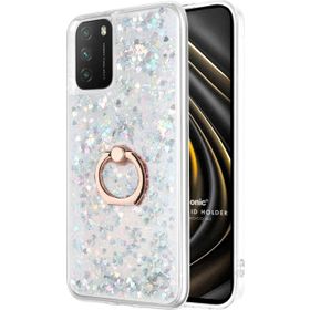 Microsonic Xiaomi Poco M3 Glitter Liquid Holder Gümüş Kılıf