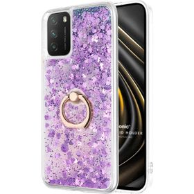 Microsonic Xiaomi Poco M3 Glitter Liquid Holder Mor Kılıf