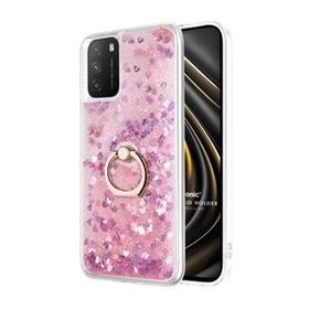 Microsonic Xiaomi Poco M3 Glitter Liquid Holder Pembe Kılıf
