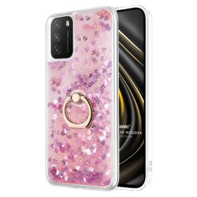 Microsonic Xiaomi Poco M3 Glitter Liquid Holder Pembe Kılıf