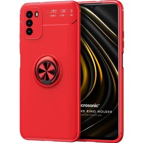 Microsonic Xiaomi Poco M3 Kickstand Ring Holder Kırmızı Kılıf