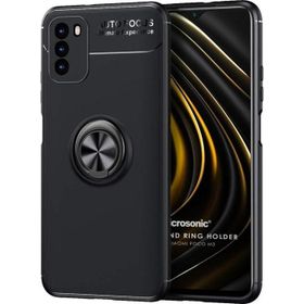 Microsonic Xiaomi Poco M3 Kickstand Ring Holder Siyah Kılıf