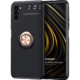 Microsonic Xiaomi Poco M3 Kickstand Ring Holder Siyah Rose Kılıf