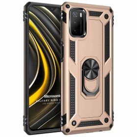Microsonic Xiaomi Poco M3 Military Ring Holder Gold Kılıf
