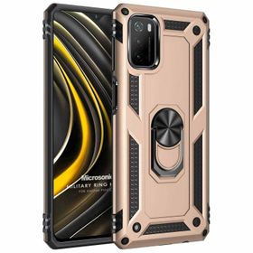 Microsonic Xiaomi Poco M3 Military Ring Holder Gold Kılıf