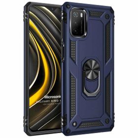 Microsonic Xiaomi Poco M3 Military Ring Holder Lacivert Kılıf