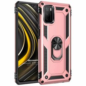 Microsonic Xiaomi Poco M3 Military Ring Holder Rose Gold Kılıf