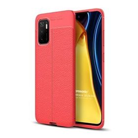 Microsonic Xiaomi Poco M3 Pro Deri Dokulu Silikon Kırmızı Kılıf