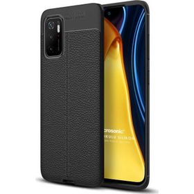 Microsonic Xiaomi Poco M3 Pro Deri Dokulu Silikon Siyah Kılıf