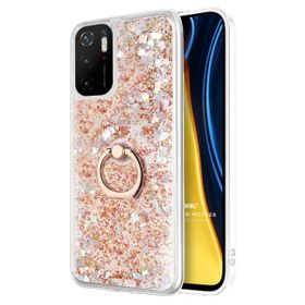 Microsonic Xiaomi Poco M3 Pro Glitter Liquid Holder Gold Kılıf