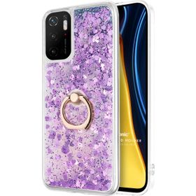 Microsonic Xiaomi Poco M3 Pro Glitter Liquid Holder Mor Kılıf