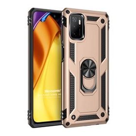 Microsonic Xiaomi Poco M3 Pro Military Ring Holder Gold Kılıf