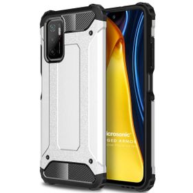Microsonic Xiaomi Poco M3 Pro Rugged Armor Gümüş Kılıf