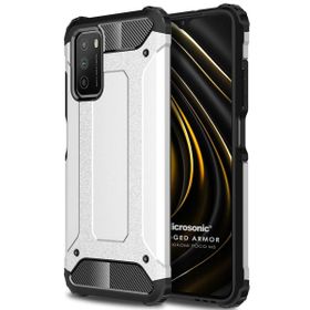 Microsonic Xiaomi Poco M3 Rugged Armor Gümüş Kılıf