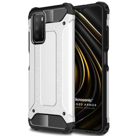 Microsonic Xiaomi Poco M3 Rugged Armor Gümüş Kılıf