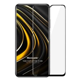 Microsonic Xiaomi Poco M3 Tam Kaplayan Temperli Siyah Cam Ekran Koruyucu
