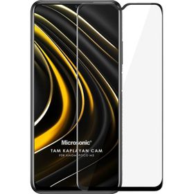 Microsonic Xiaomi Poco M3 Tam Kaplayan Temperli Siyah Cam Ekran Koruyucu