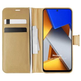 Microsonic Xiaomi Poco M4 Pro 4G Delux Leather Wallet Gold Kılıf