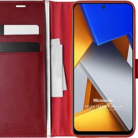 Microsonic Xiaomi Poco M4 Pro 4G Delux Leather Wallet Kırmızı Kılıf
