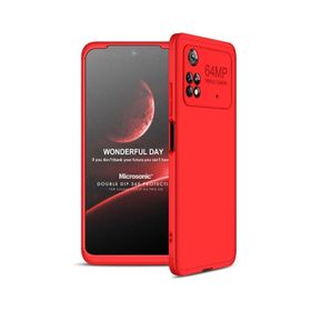 Microsonic Xiaomi Poco M4 Pro 4G Double Dip 360 Kırmızı Kılıf
